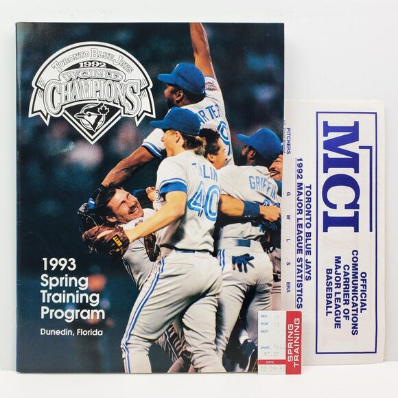 Toronto Blue Jays Vintage Program 1993 Spring Training 90s MLB w/ Ticket Stub - Picture 1 of 12